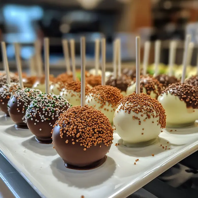 Making Perfect Cake Pops with smooth chocolate coating and sprinkles