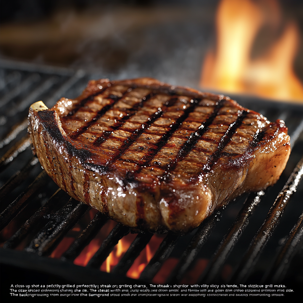 Cowboy steak grilled to perfection on a barbecue grill